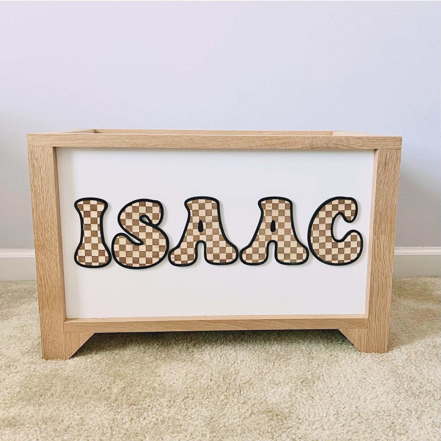 Checkered Letter Personalized Toy Box