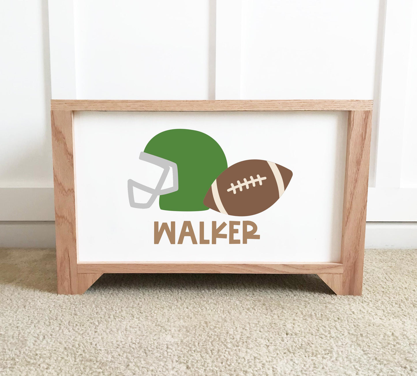 Football Personalized Wood Toy Box