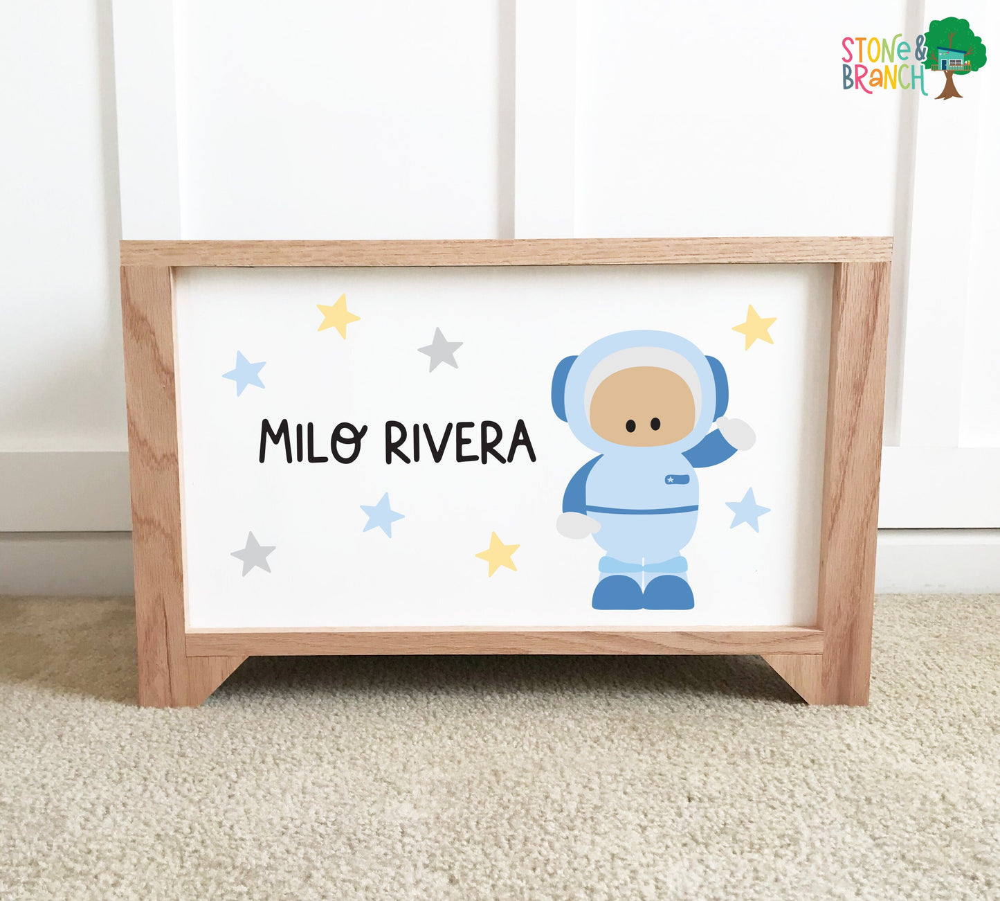 Astronaut Personalized Wood Toy Box