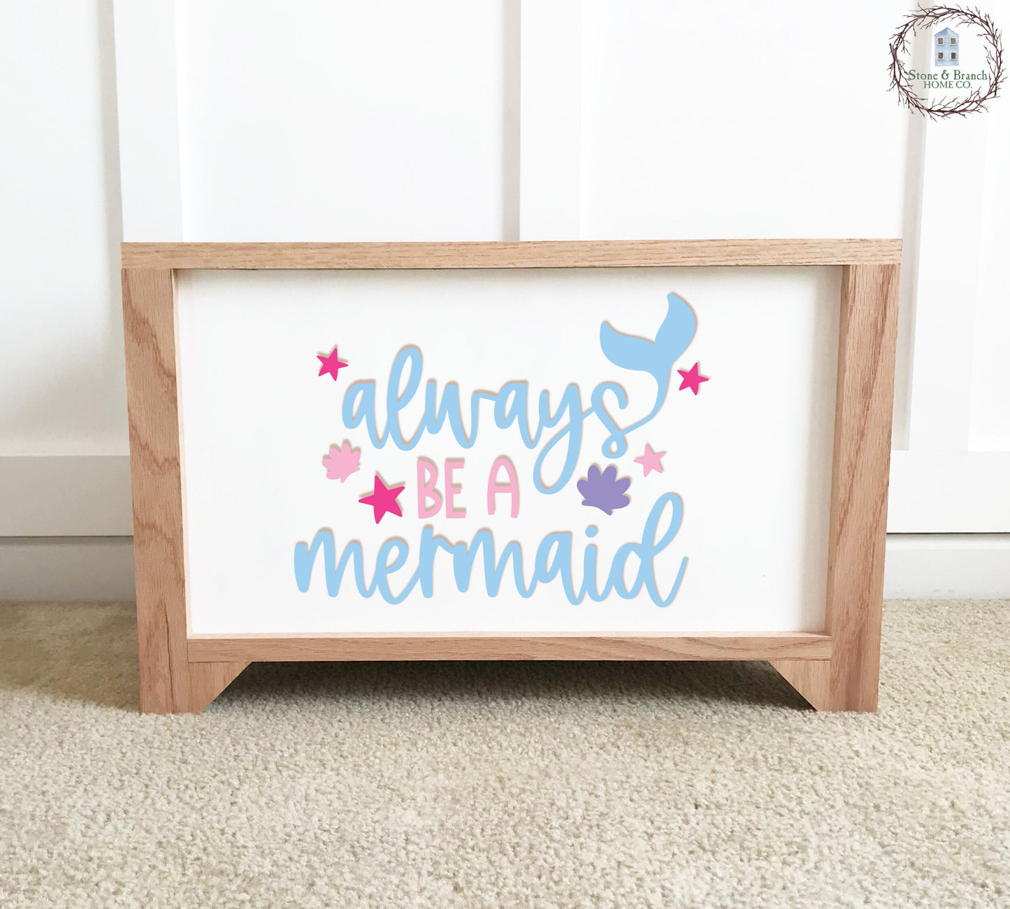 Always be a Mermaid Personalized Wood Toy Box
