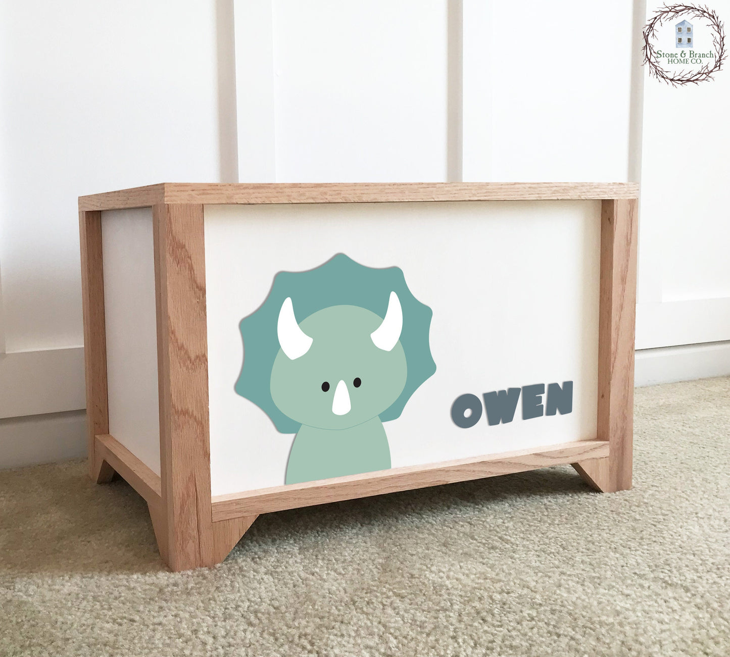 Dino Personalized Wood Toy Box