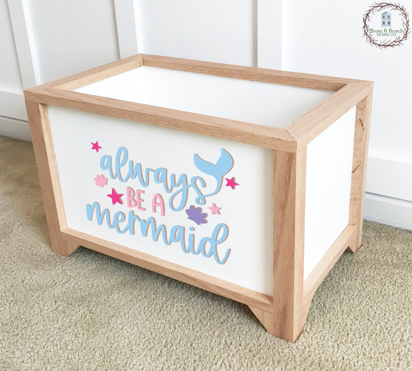 Always be a Mermaid Personalized Wood Toy Box