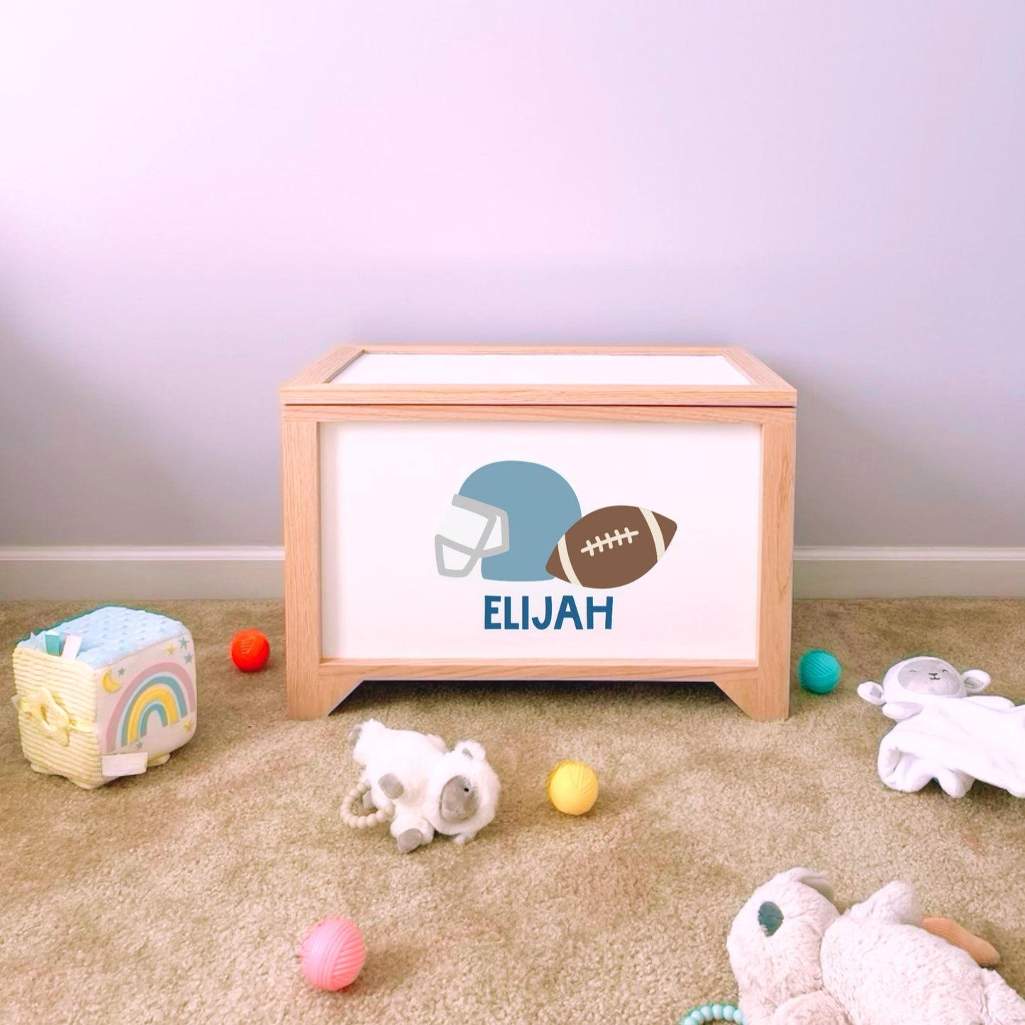 Football Personalized Wood Toy Box