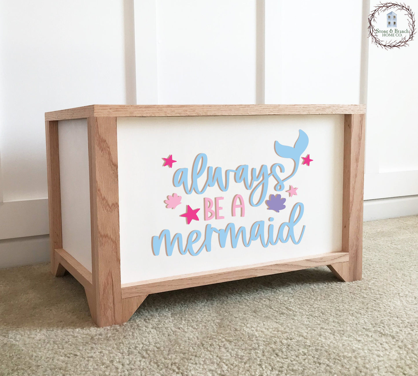 Always be a Mermaid Personalized Wood Toy Box