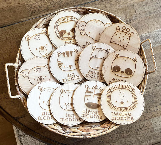 Zoo Animals Monthly Milestone Marker