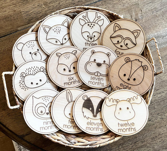 Woodland Animals Monthly Milestone Marker