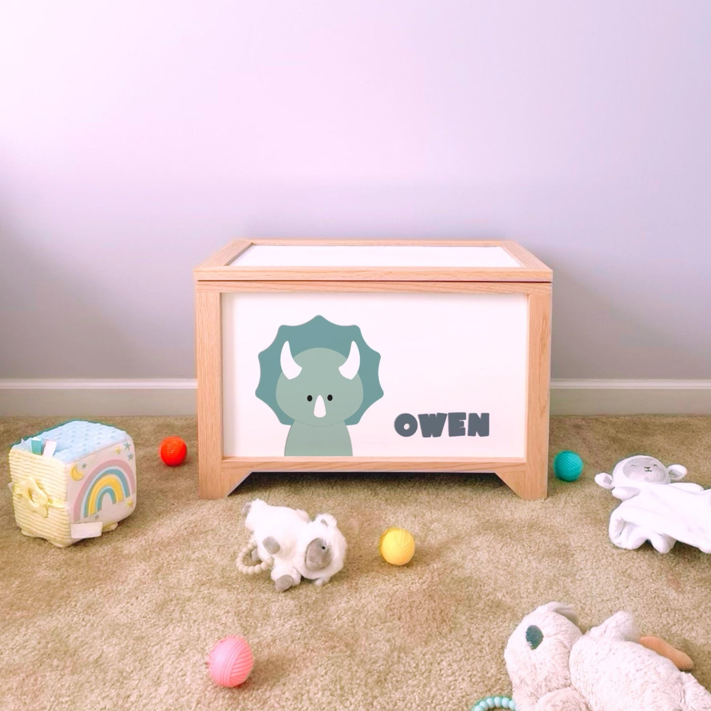 Dino Personalized Wood Toy Box