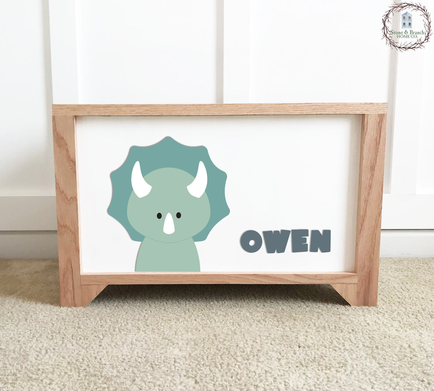 Dino Personalized Wood Toy Box