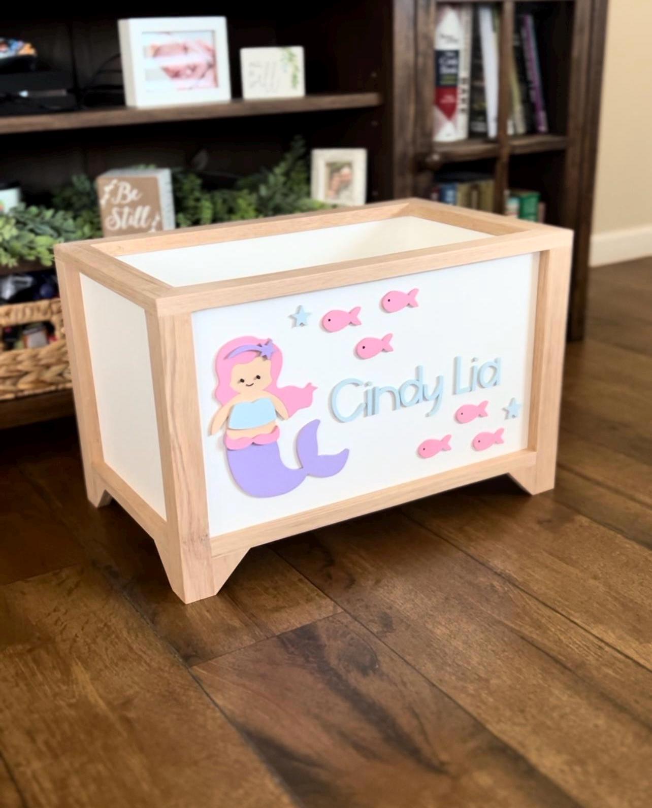 Mermaid Personalized Wood Toy Box