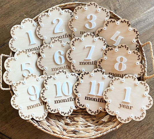 Floral Monthly Milestone Marker