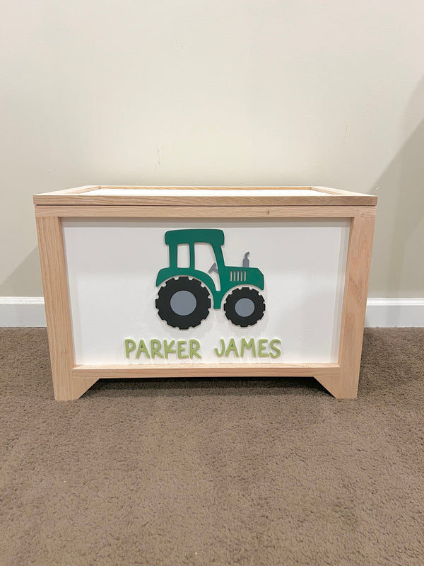 Green tractor farm themed baby room decor