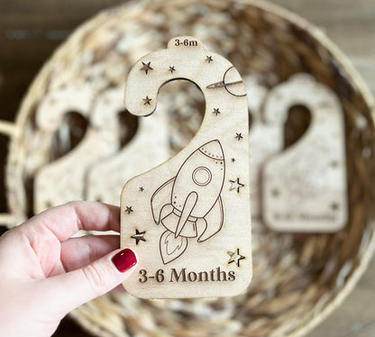 Space themed baby room closet hanging organizer