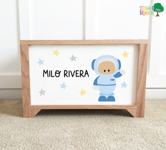 Astronaut Personalized Wood Toy Box