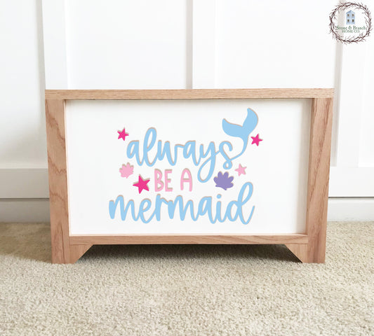 Always be a Mermaid Personalized Wood Toy Box