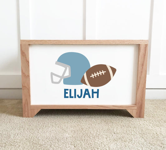 Football Personalized Wood Toy Box