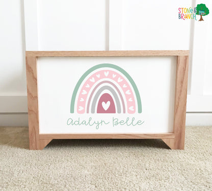 Rainbow Personalized Wood Toy Box