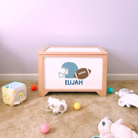 Football Personalized Wood Toy Box