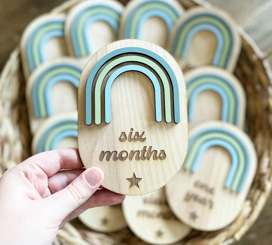 Retro Rainbow Monthly Milestone Marker