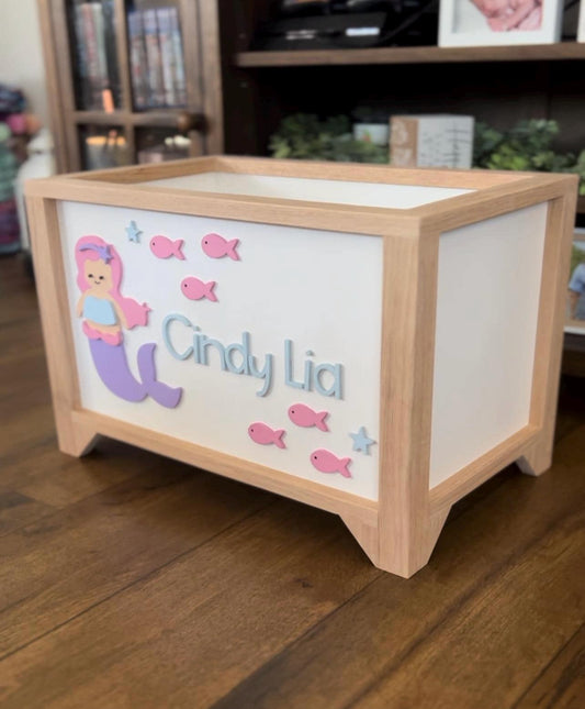 Mermaid Personalized Wood Toy Box