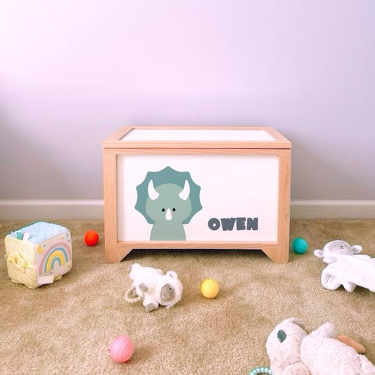 Dino Personalized Wood Toy Box