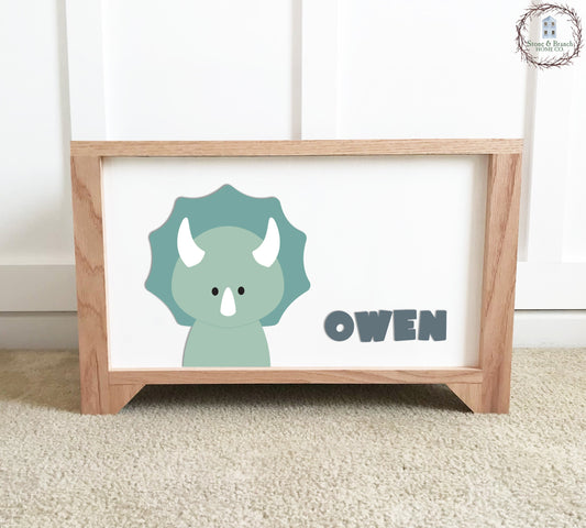 Dino Personalized Wood Toy Box